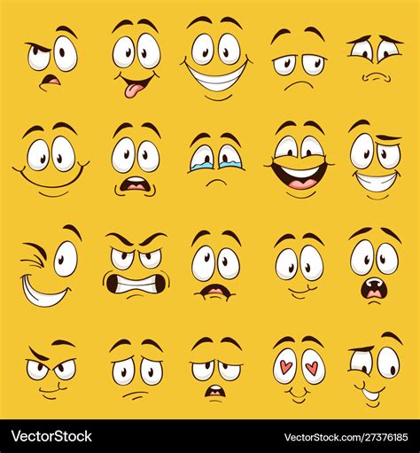 Cartoon faces funny face expressions caricature Vector Image