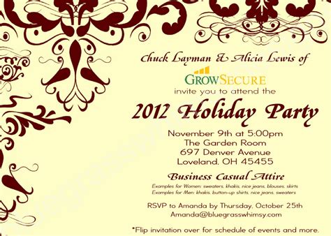 Custom Corporate Holiday Party Invitation w/ Crimson Flourish