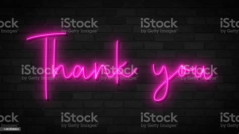 Thank You Pink Neon Sign Glowing Neon Lettering Thank You Template ...