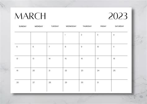 2023 Printable Monthly Calendar Landscape Printable Monthly Etsy Israel ...