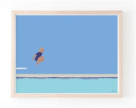 Girl Jumping Into Swimming Pool Art Print. Signed. Framed or - Etsy