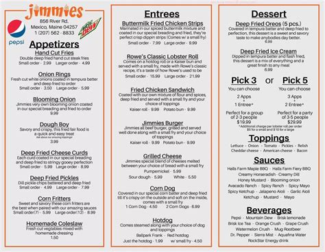 Online Menu of Jimmies Restaurant, Mexico, Maine, 04257 - Zmenu