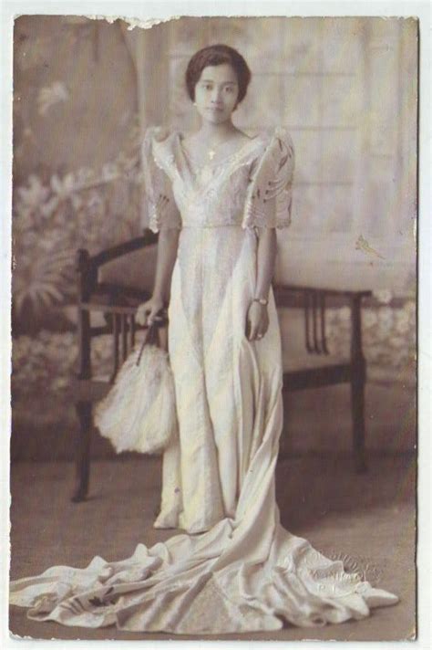 Filipina lady wearing traditional terno dress. Photo taken c. 1920s in ...