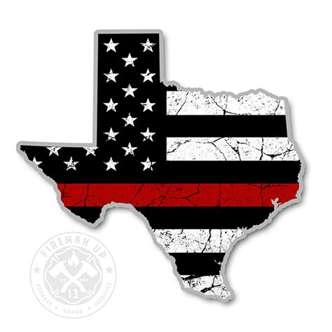 Texas Thin Red Line USA Flag Tattered - 4" Sticker — Fireman Up