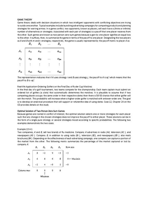 Game Theory | Linear Programming | Applied Mathematics