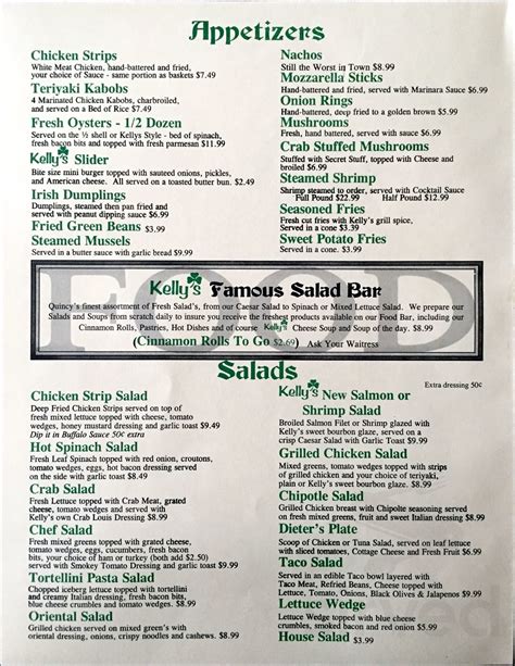 Quincys Menu