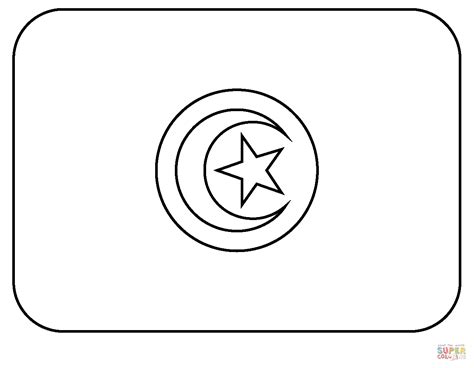 Coloriage - Drapeau de la tunisie emoji | Coloriages à imprimer gratuits