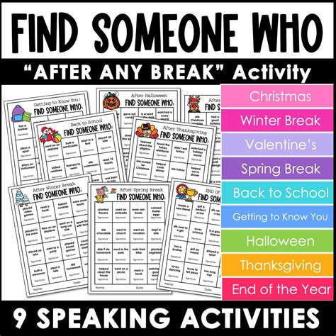 Find Someone Who - Speaking Activities for After ANY Break – Hot ...