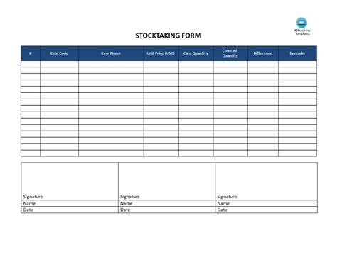 Stocktake Form Template | DocTemplates