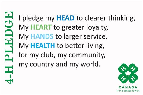 4 H Pledge Printable