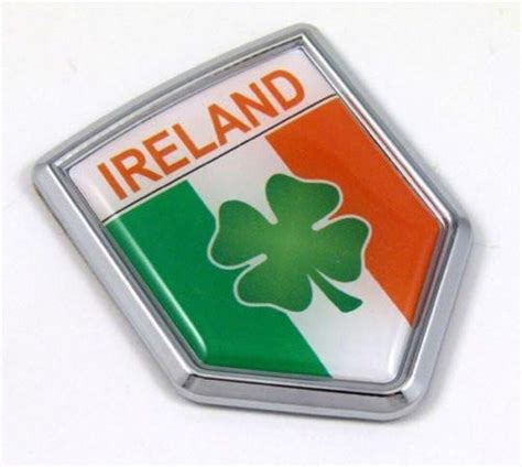 Ireland Irish Flag With Shamrock Car Chrome Emblem Sticker Decal ...