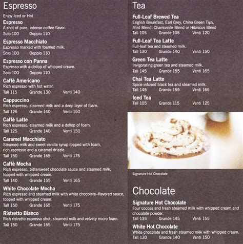 Starbucks Menu, Menu for Starbucks, Masinag, Rizal - Zomato Philippines