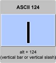 ASCII code | , vertical-bar, vbar, vertical line or vertical slash ...