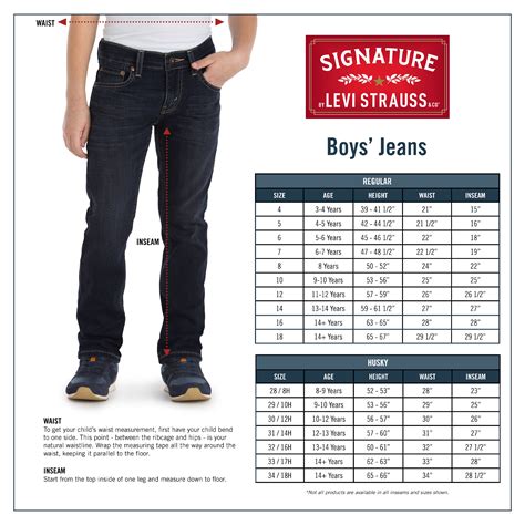 Lee Jeans Size Chart