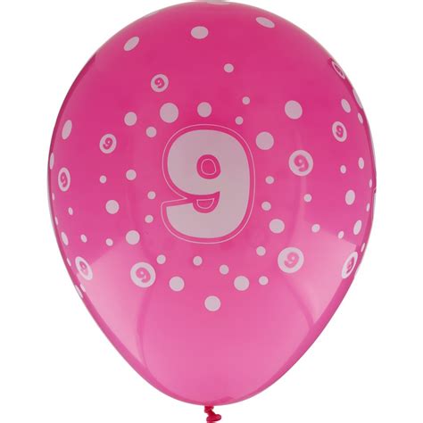 9th Birthday Balloons 6 Pack - Pink | BIG W