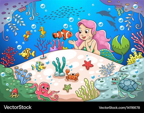 Mermaid Underwater Cartoon Clip Art Underwater Cartoon Vector | Images ...