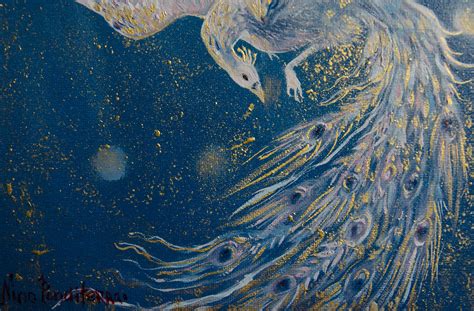 White Peacock Original Oil Painting Totem Fans Animals Fantasy Bird ...