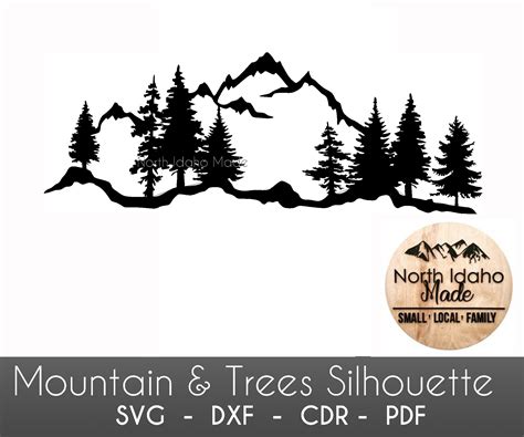 Mountain With Trees Silhouette Instant Download DXF SVG PDF - Etsy UK