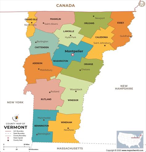 Vermont County Map | Counties in Vermont