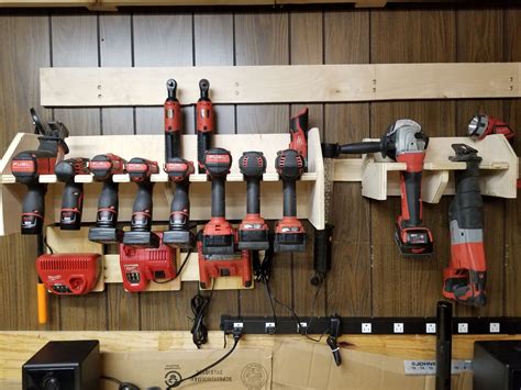 DIY cordless power tool storage charging station. Milwaukee M12 and M18 ...