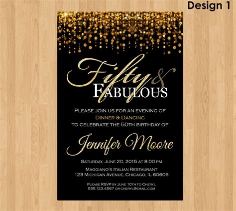 50th Birthday Invitation for Women 50 and Fabulous