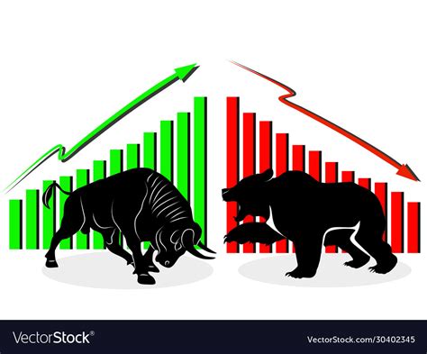 Bull and bear symbols stock market trends Vector Image