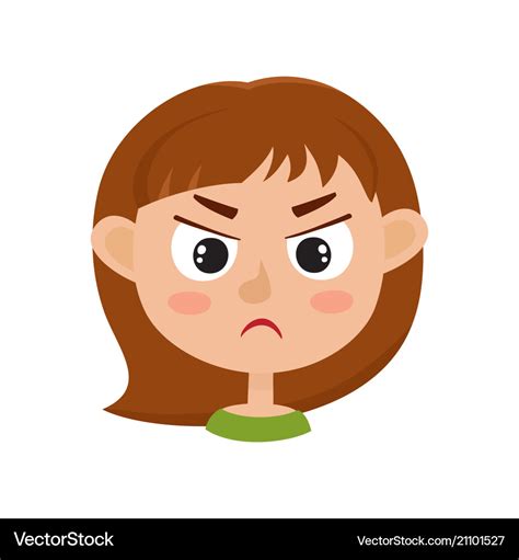 Little Girl Angry Face Expression Set Of Cartoon Vector Image | Images ...