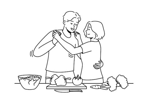 Premium Vector | Happy couple cooking and dancing in kitchen