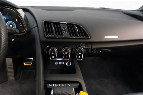 Closeup View of an Audi R8 Black Interior with a Modern Dashboard ...