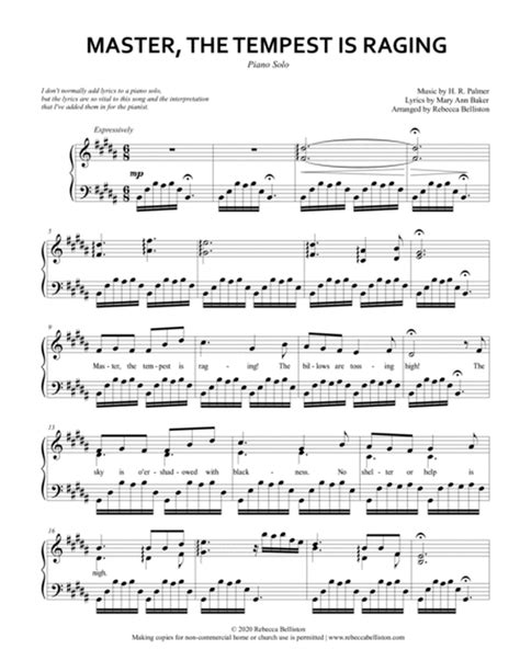 Master, the Tempest is Raging (Piano Solo) by Rebecca Belliston - Piano ...