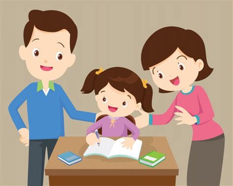 Premium Vector | Parents and daughter doing homework | Kids clipart ...