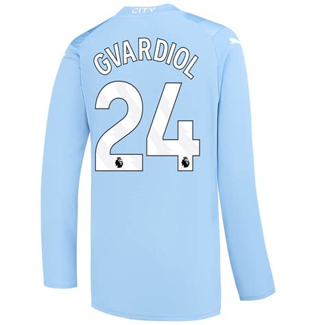 Kids' Manchester City Home Jersey 2023/24 long sleeve with GVARDIOL 24 ...