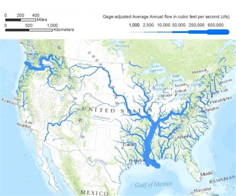 Map : Annual flow rates of US rivers - Infographic.tv - Number one ...