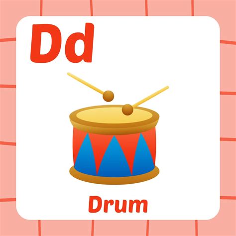 flashcard for kids, drum vector 11768687 Vector Art at Vecteezy