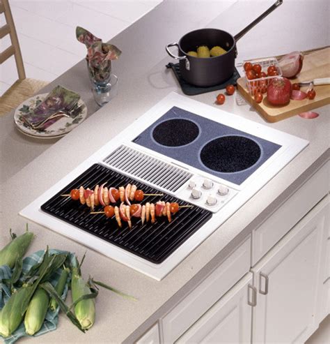 GE JP389WDWW 30 Inch Dual Modular Electric Downdraft Cooktop: White on ...