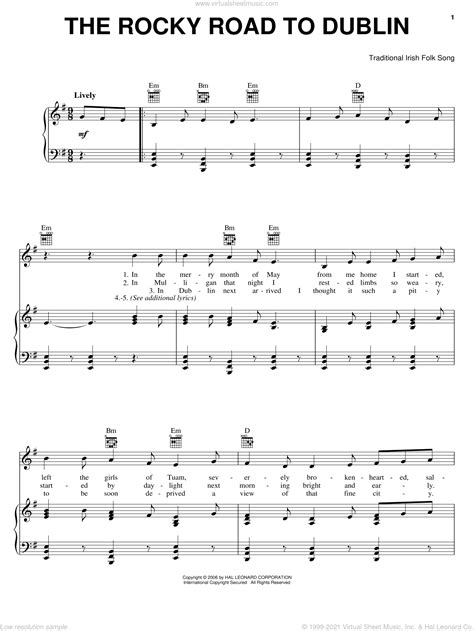 The Rocky Road To Dublin sheet music for voice, piano or guitar