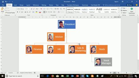 Word Template Organization Chart