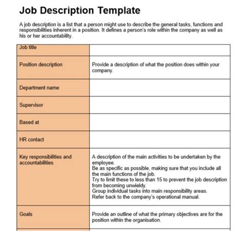 7 Free Job Description Template for Word Examples