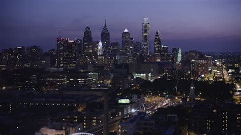 5K stock footage aerial video of Downtown Philadelphia skyline ...