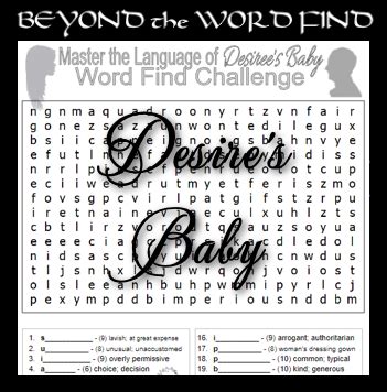 DESIREE'S BABY - Prereading Vocabulary Puzzle (worksheet, lesson) - NO ...