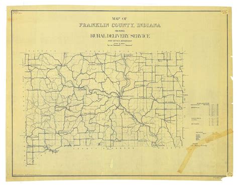 Map of Franklin County, Indiana showing rural delivery service ...