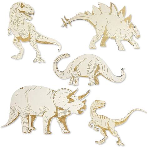 5-Pack Jurassic Dinosaurs Wood Cutouts for Diy Crafts, Painting, 5 ...