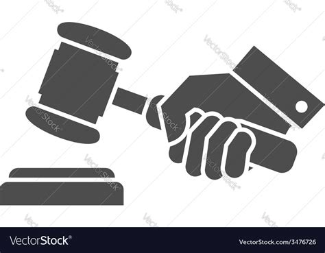 Judge gavel in hand black and white icon Vector Image