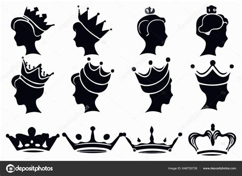 Silhouettes Queen Crowns Set Illustration Vector Design Collection ...