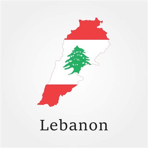 Premium Vector | A map of lebanon with a green lebanon flag on it.