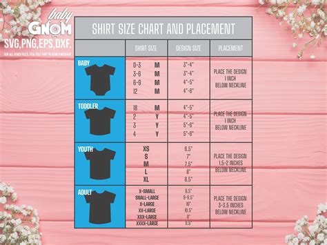 T-Shirt size chart and placement SVG, T-Shirt size (884168)