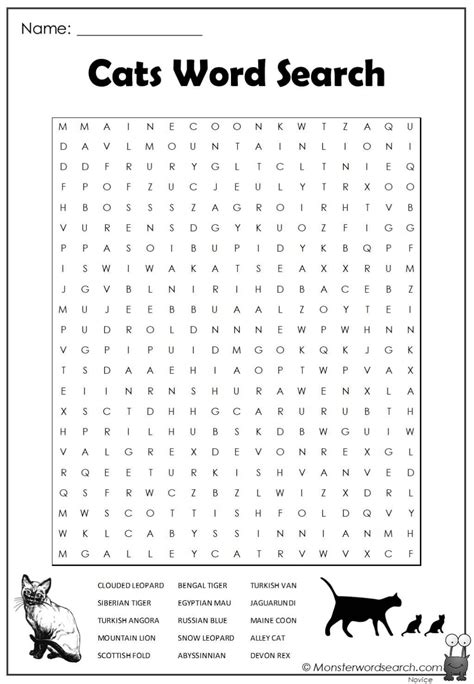 Cats Word Search | Word find, Free printable word searches, Word search ...