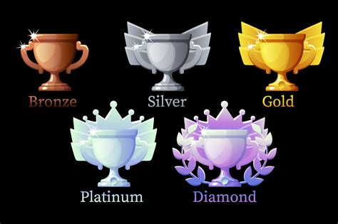 Game Rank awards cup, gold, silver, platinum, bronze, diamond cups for ...