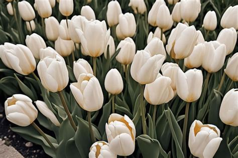 Premium AI Image | white tulips in the garden