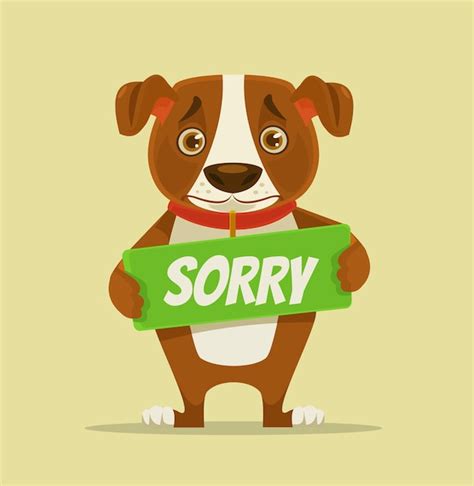 Premium Vector | Sorry dog character hold apology plate